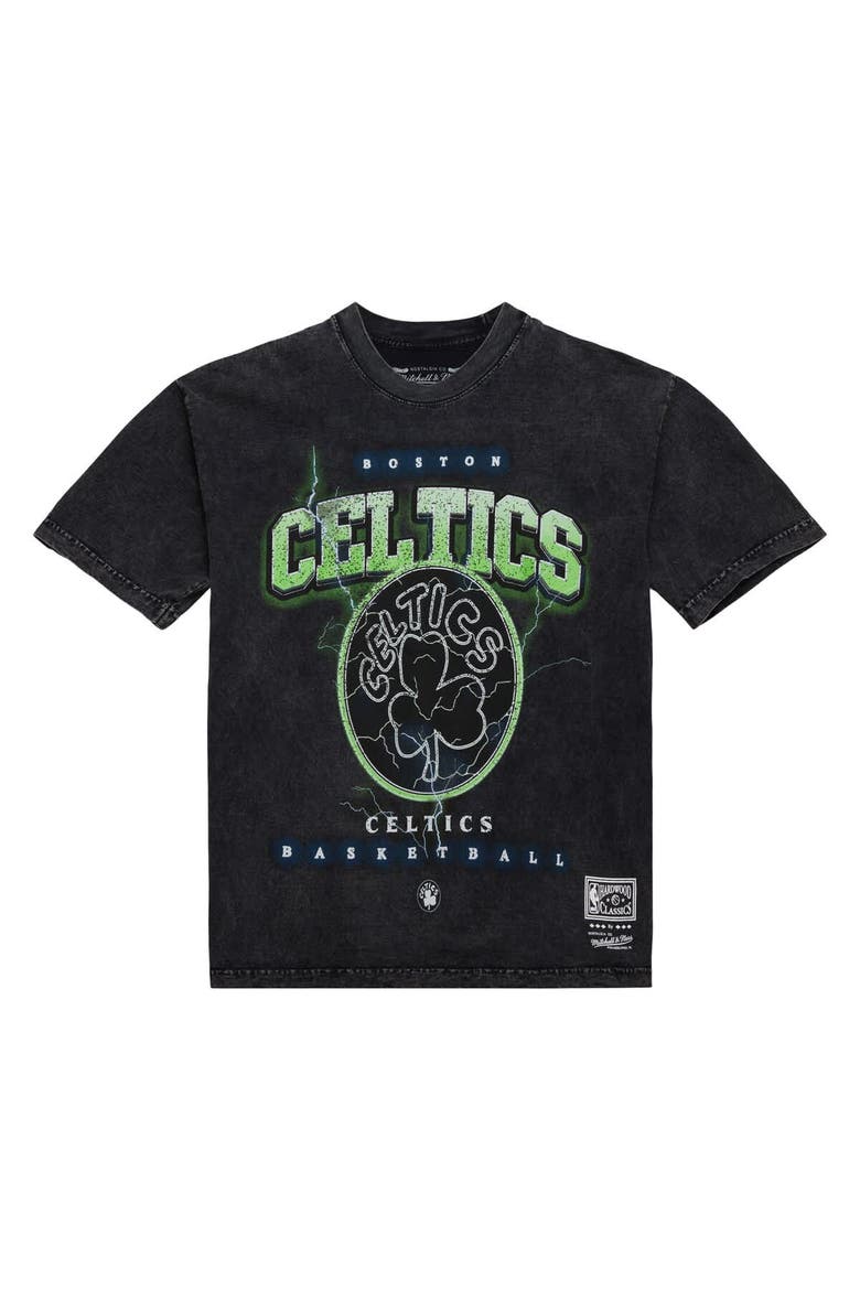 Unisex Mitchell & Ness Black Boston Celtics Hardwood Classics Vintage Voltage Premium Heavyweight T-Shirt, Alternate, color, Black