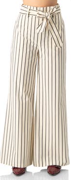 IVONNE Striped Bow-Belted Wide-Leg Trousers