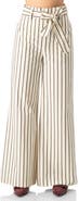 IVONNE Striped Bow-Belted Wide-Leg Trousers