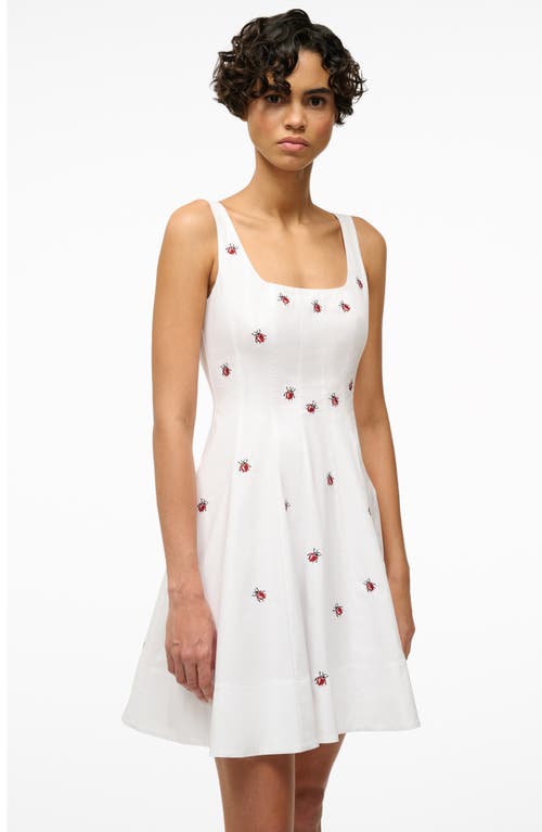 Staud Wells Ladybug Print Stretch Cotton Minidress In Ladybugs