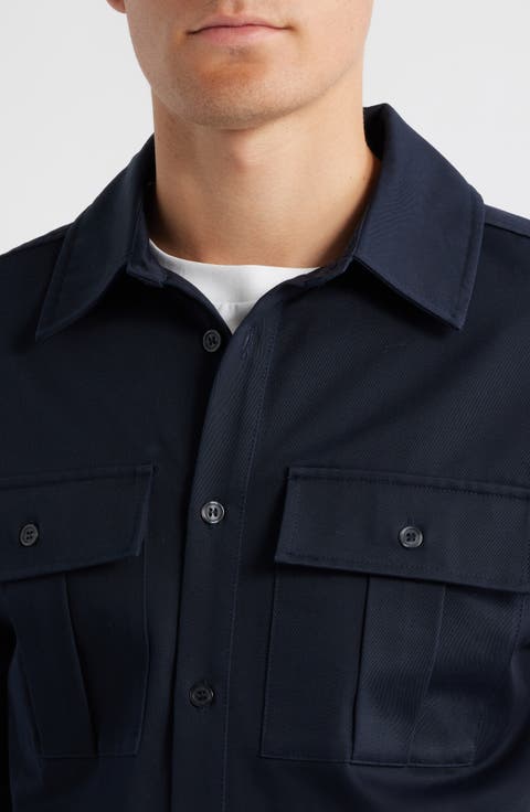 Pleated Pocket Button-Up Shirt