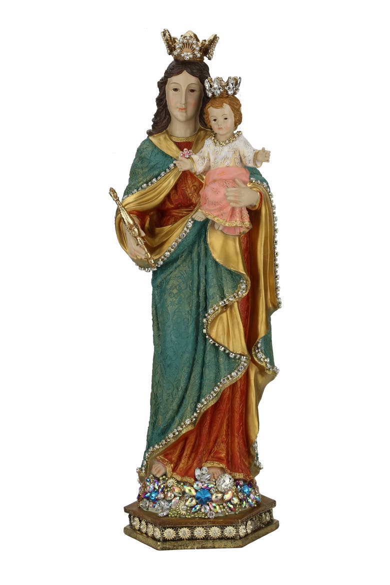 Jeweled Madonna and Child, Large, Main, color, Teal