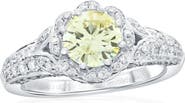 SOUZANA by Suzy Levian 14K White Gold 0.93ct Yellow Diamond & 0.71cttw Diamond Ring