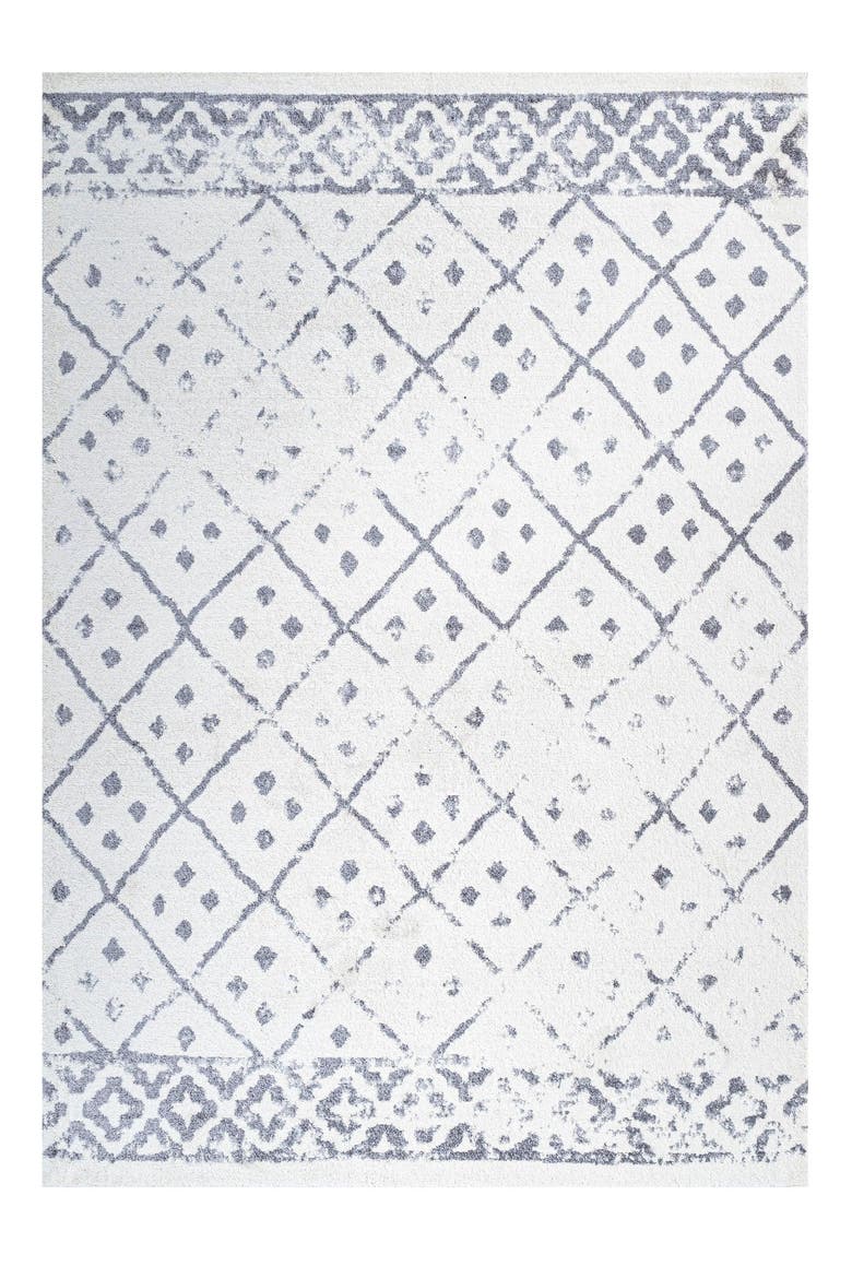 Juba Moroccan Geometric Diamond Area Rug, Alternate, color, Ivory/Gray