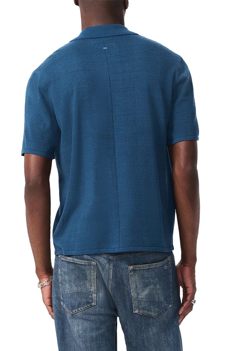 rag & bone Zuma Pointelle Short Sleeve Knit Camp Shirt, Alternate, color, Mnlt