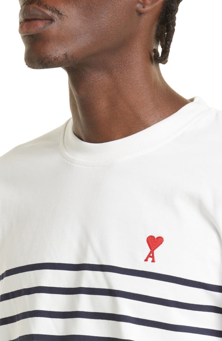 AMI PARIS AMI Alexandre Mattiussi Men's Ami de Coeur Stripe Long Sleeve T-Shirt, Alternate, color, 