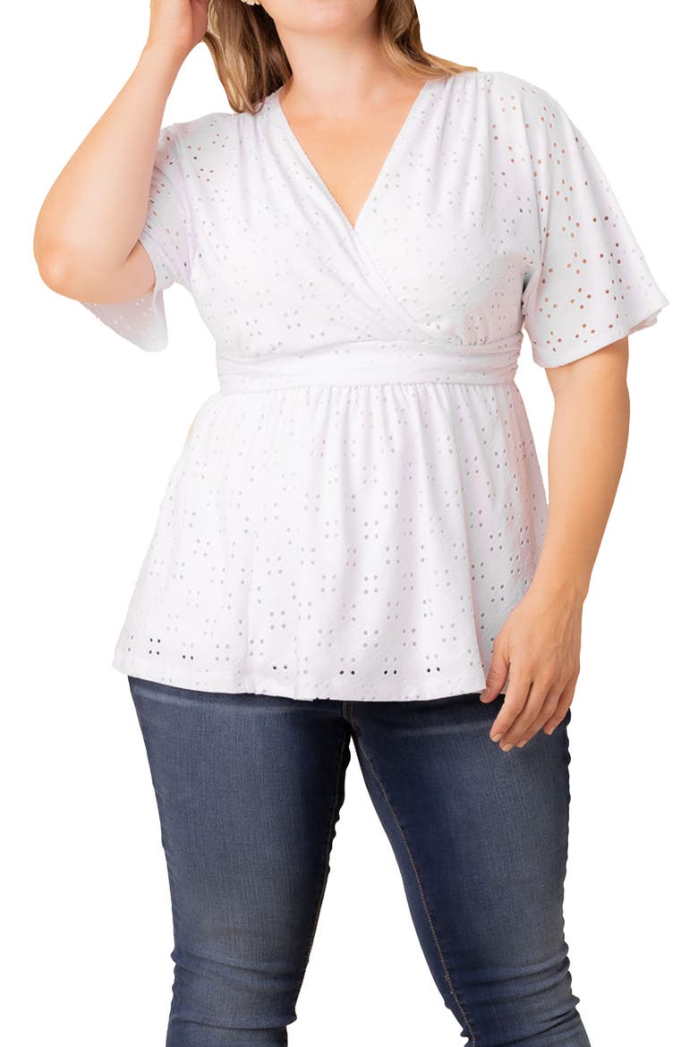 Sunny Day Eyelet Wrap Top, Main, color, WHITE