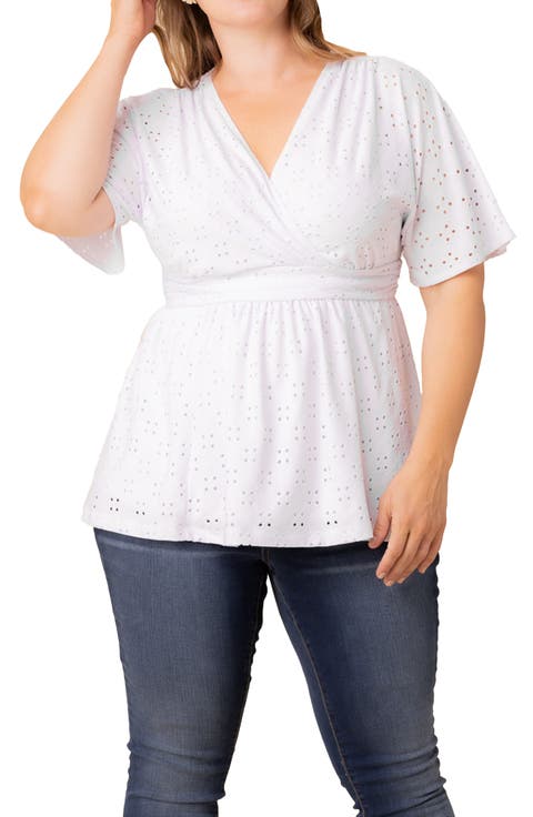 Sunny Day Eyelet Wrap Top (Plus)