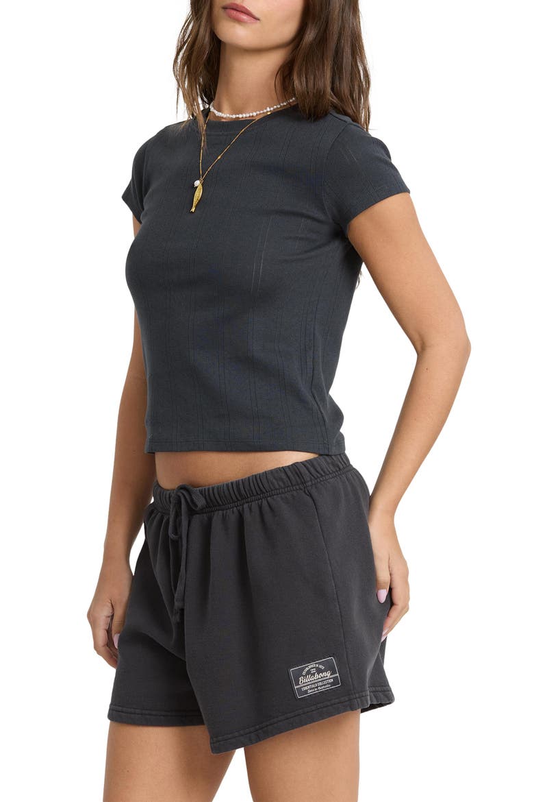 All Stacked Fleece Shorts, Alternate, color, BLACK SANDS