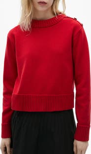 MANGO Button Shoulder Mock Neck Sweater