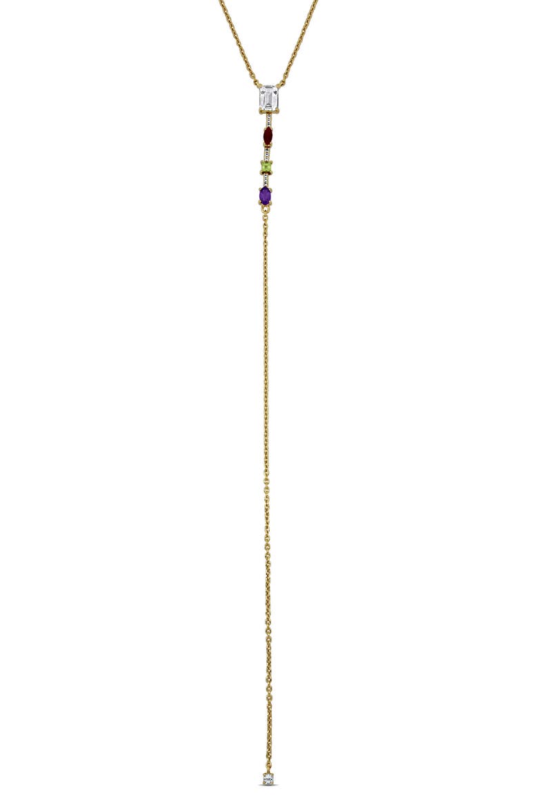 Semiprecious Stone Lariat Necklace, Main, color, GOLD MULTI