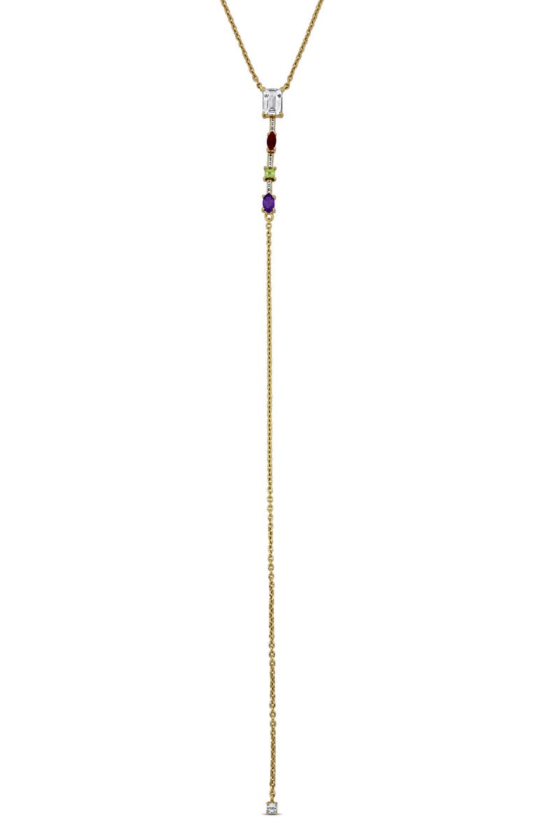 DELMAR Semiprecious Stone Lariat Necklace, Main, color, Gold Multi