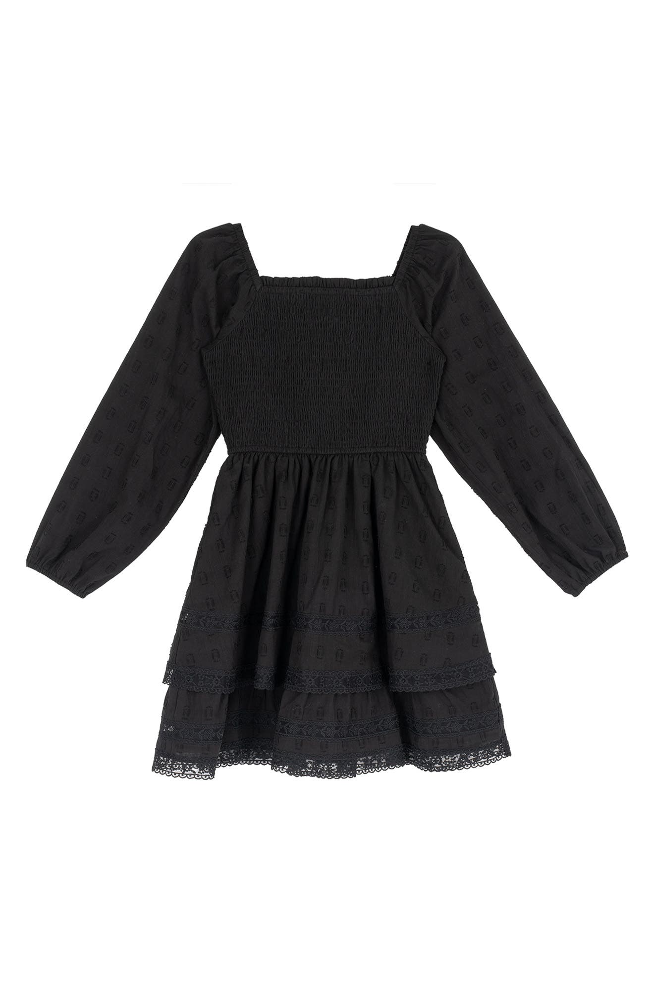 Kids' Textured Woven Clip Dot Dress