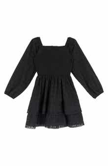 Kids' Textured Woven Clip Dot Dress