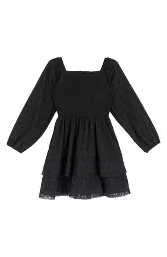 Kids' Textured Woven Clip Dot Dress