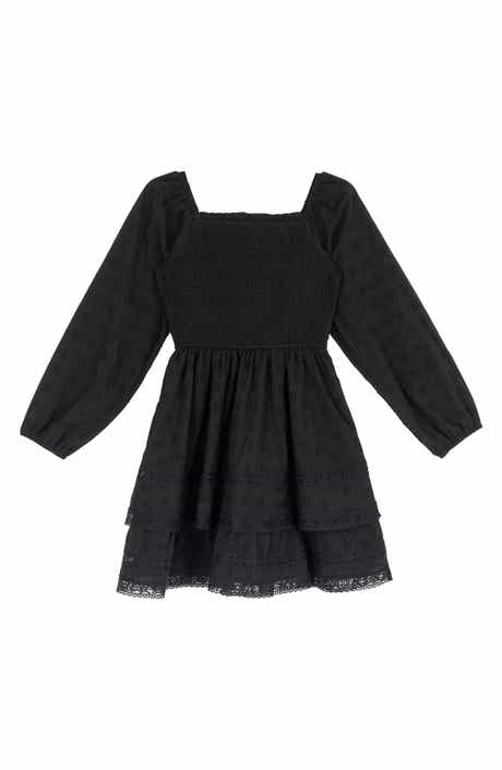 Kids' Textured Woven Clip Dot Dress