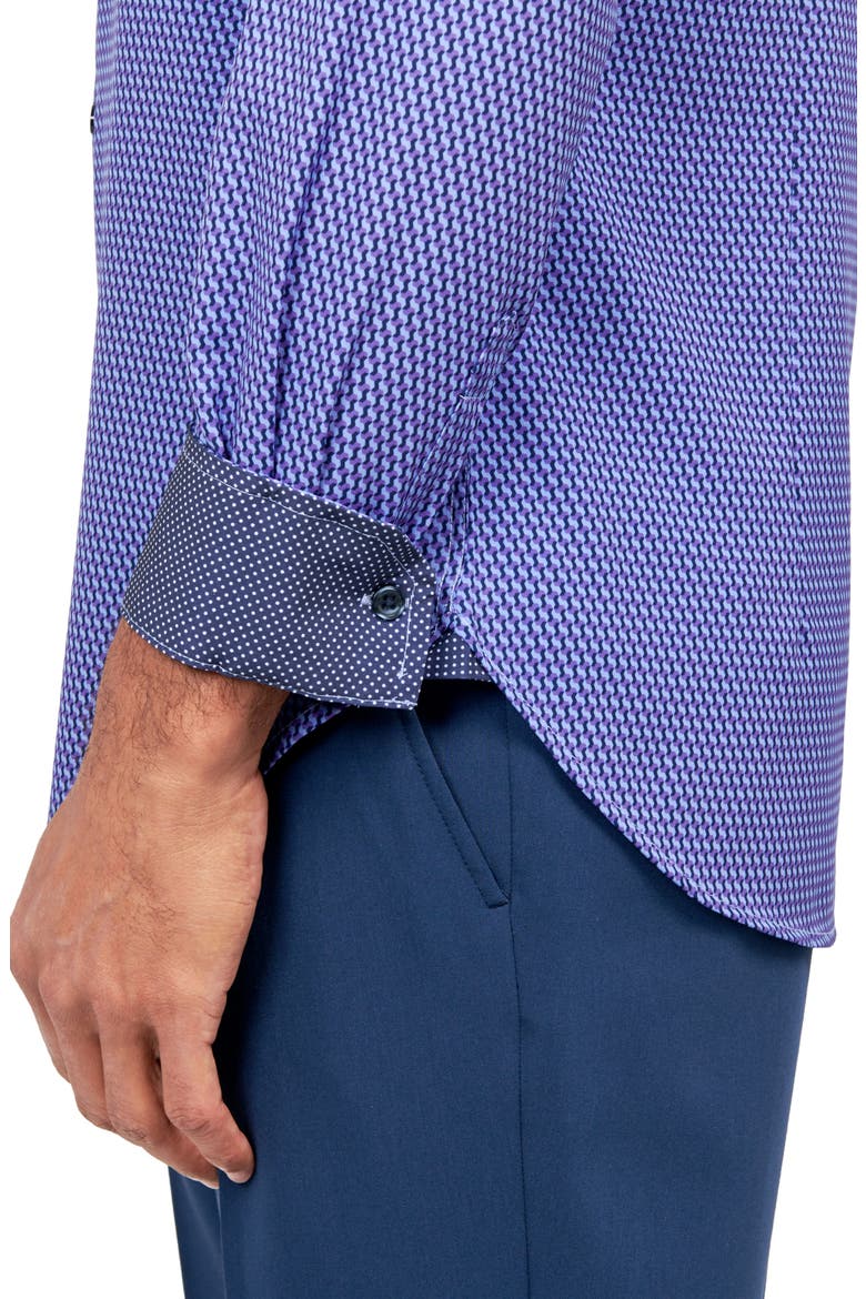 Geometric Print Performance Dress Shirt, Alternate, color, PURPLE