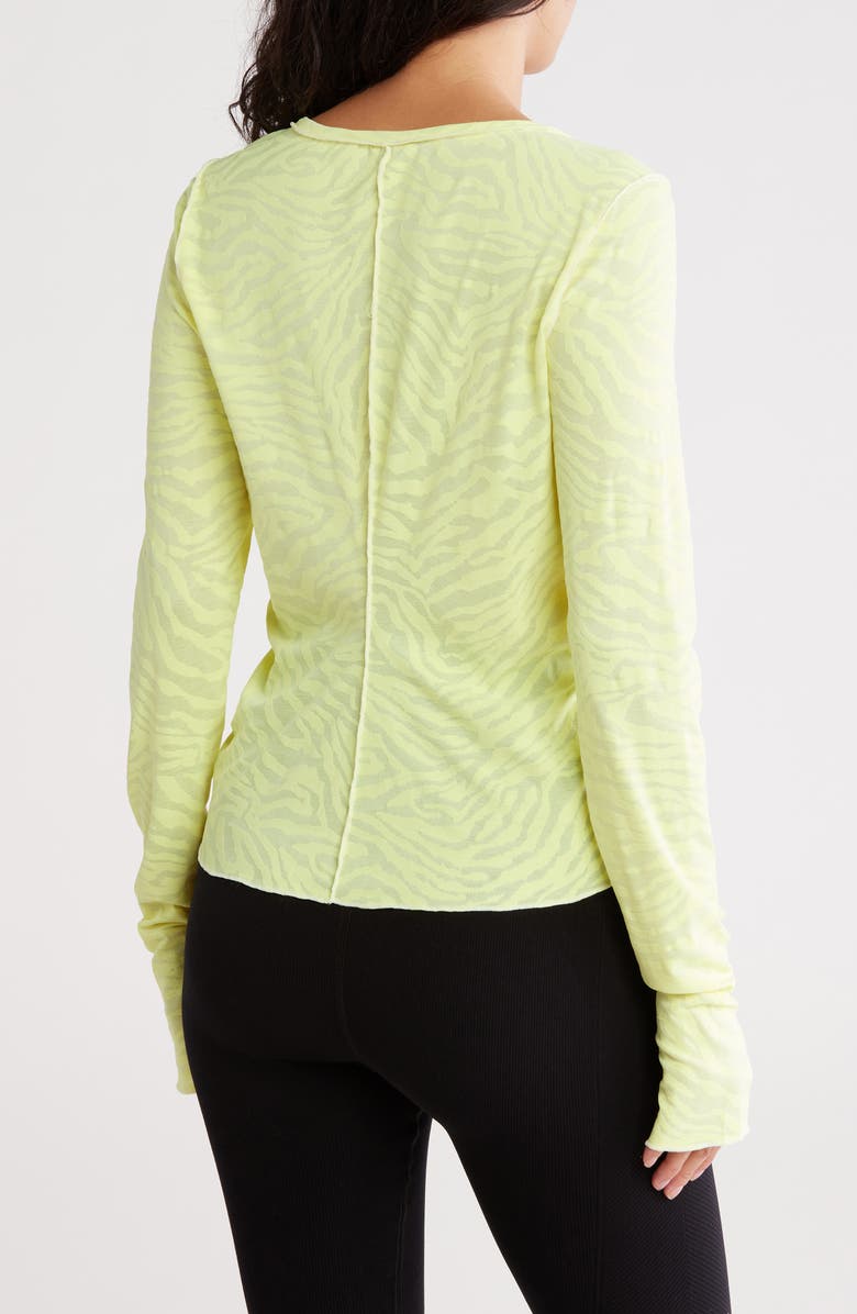 Free People FP Movement Right on Run Long Sleeve Jacquard Top, Alternate, color, Neon Yellow