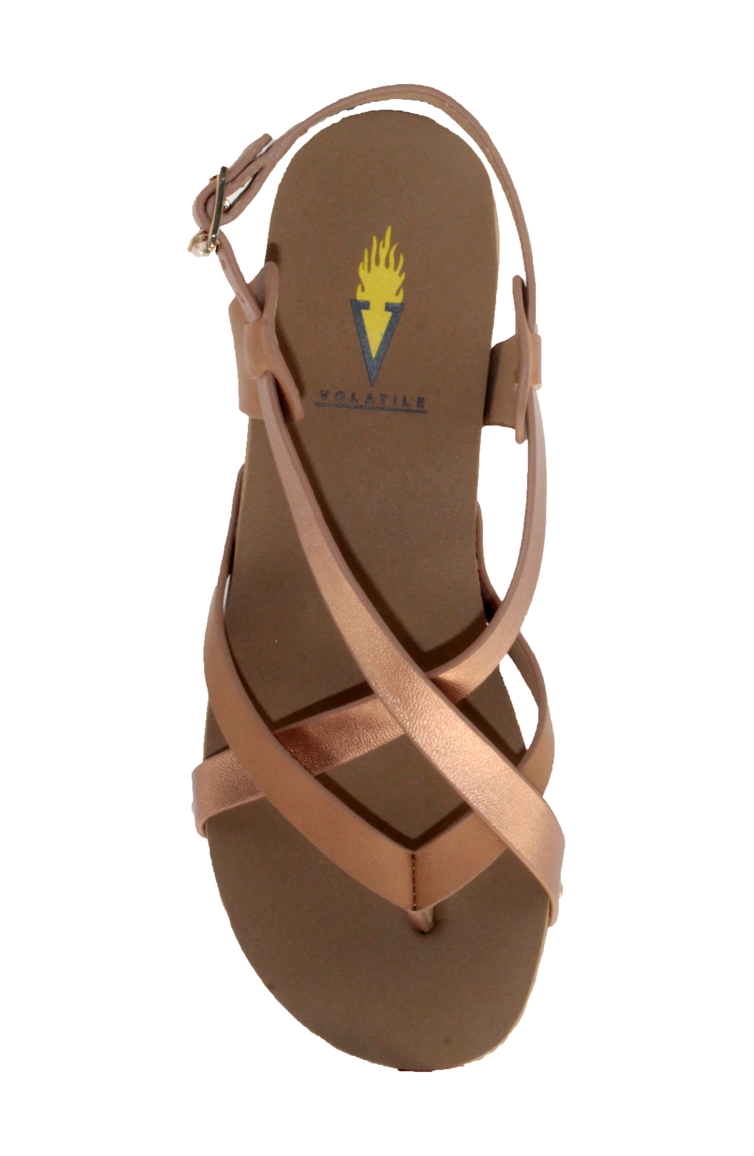 Volatile Engie Strappy Sandal, Alternate, color, Rose Gold Metallic