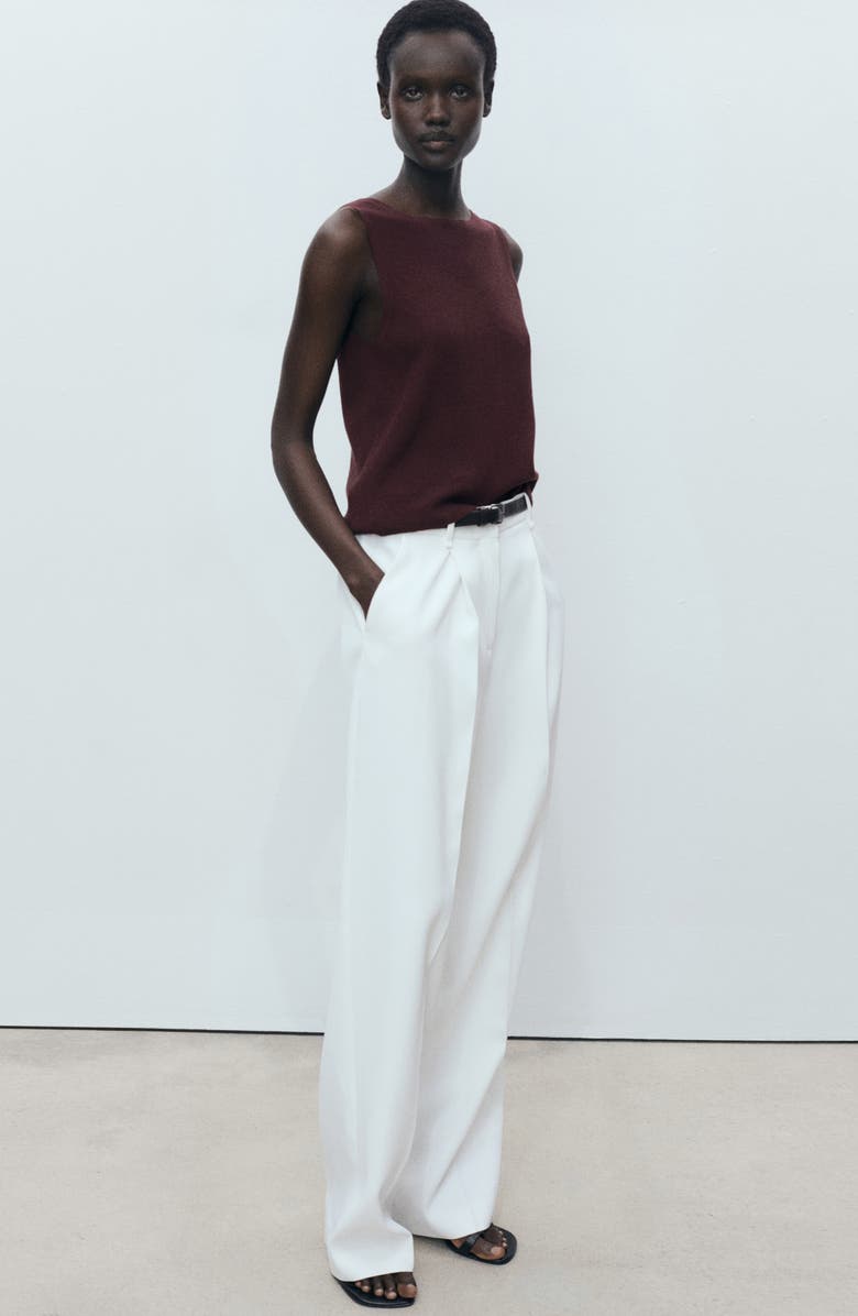 MANGO Fine Rib Sweater Tank, Alternate, color, Chocolate