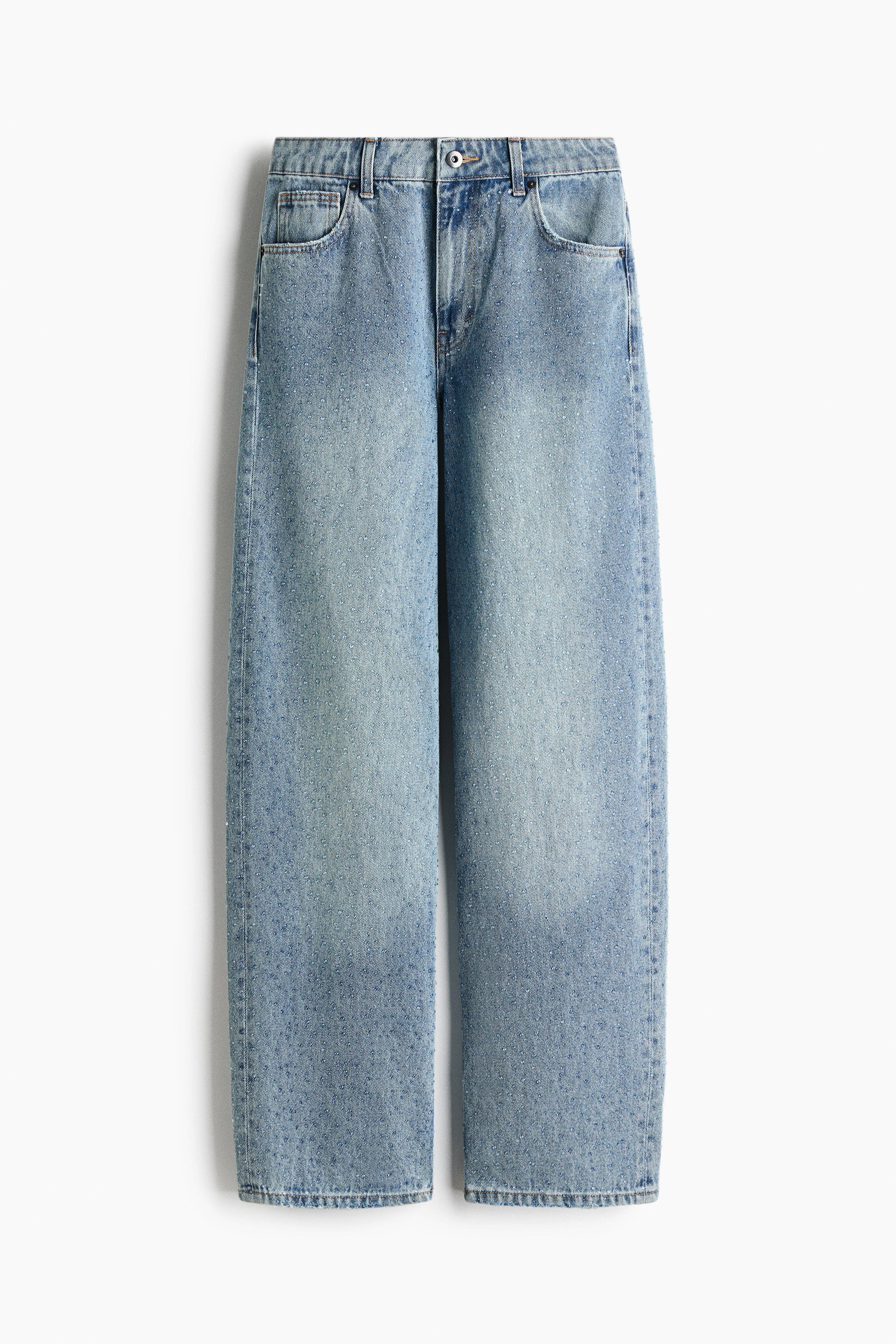 H&M Rhinestone-Detail High-Waist Jeans (Women) | Nordstrom