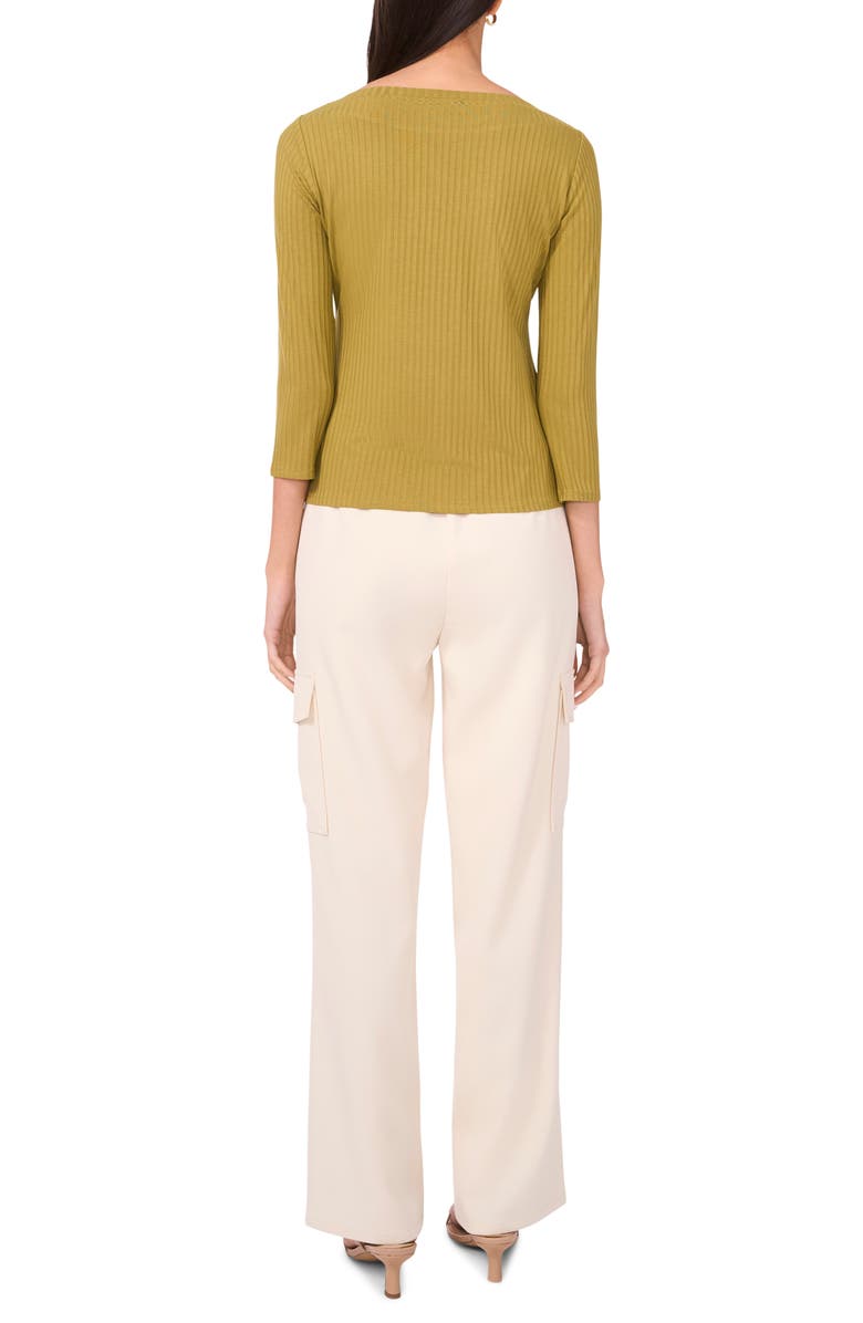 Halogen<sup>®</sup> Rib Boat Neck Three-Quarter Sleeve Top, Alternate, color, Green Moss