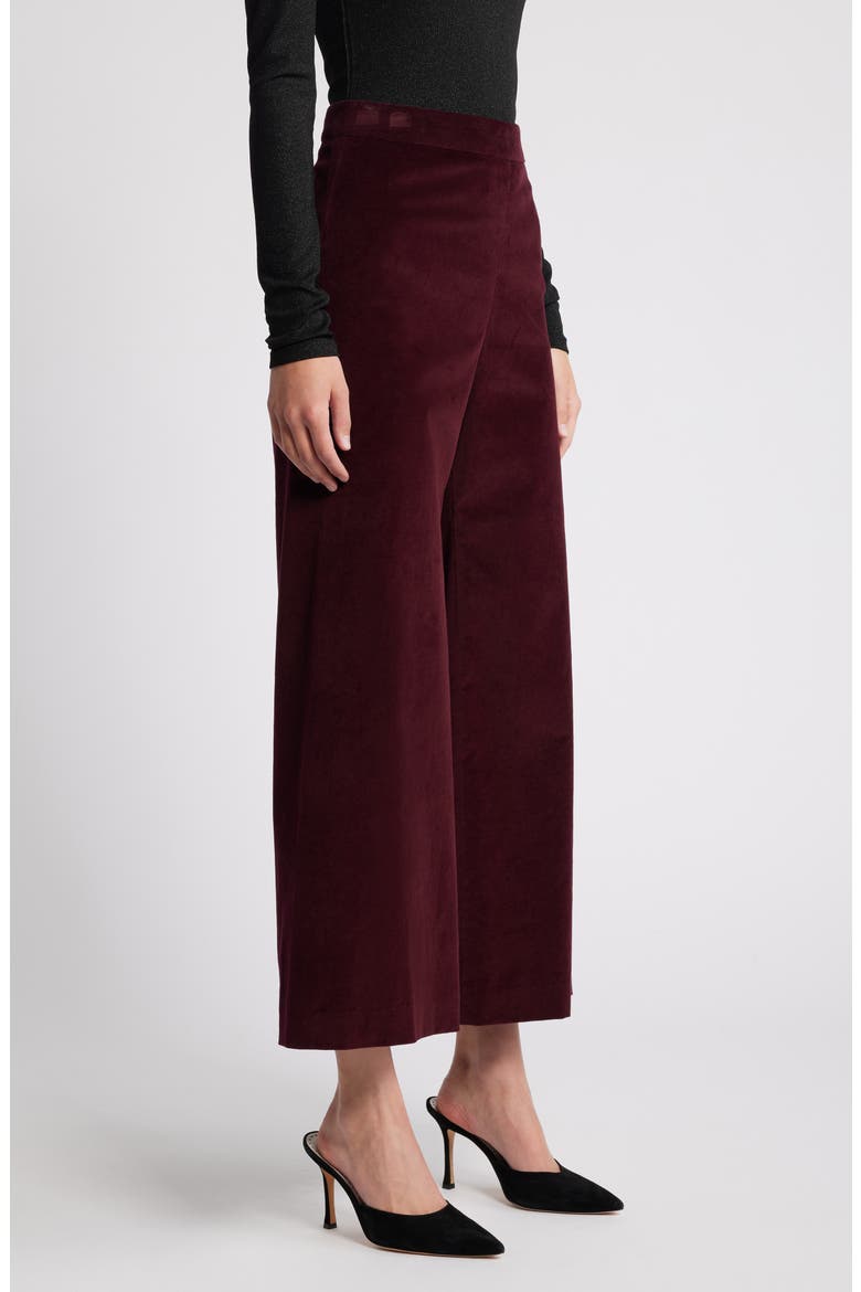 Velvet Crop Wide Leg Pants, Alternate, color, WINE
