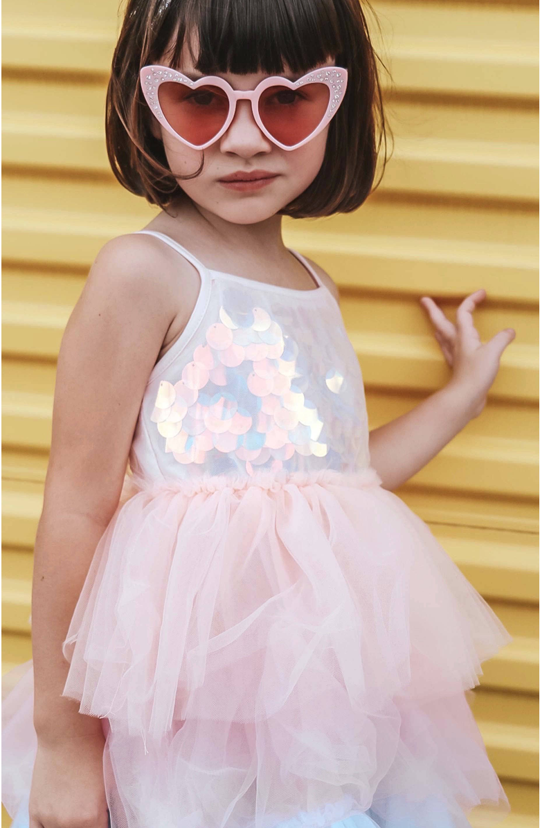 Lola + The Boys Paillette Ombre Tutu Dress, Alternate, color, Multicolor
