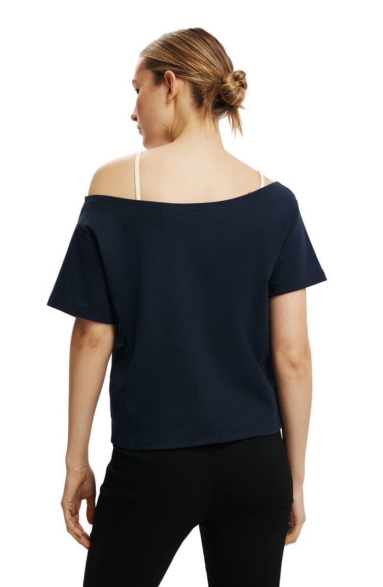 Cotton On Women's The Sporty Off Shoulder Graphic Tee, Alternate, color, 89  Total Eclipse