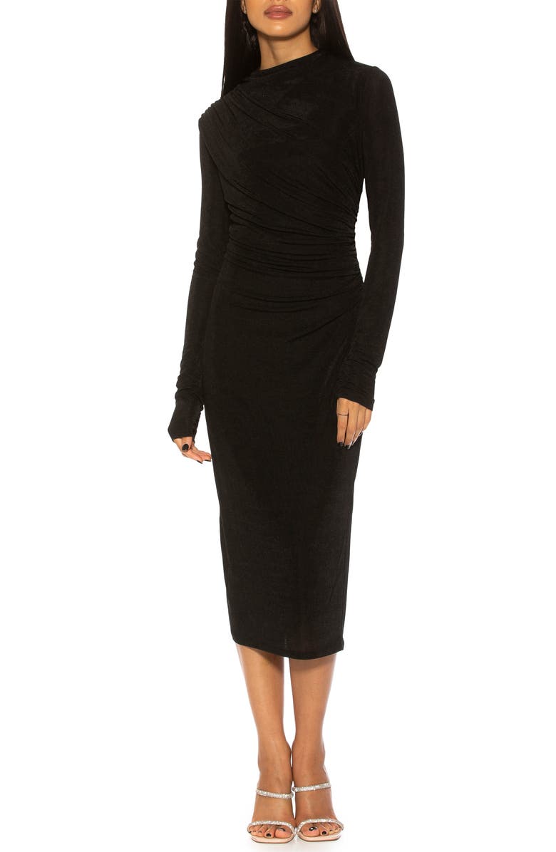 Alexia Admor Kim Bodycon Long Sleeve Midi Dress, Main, color, Black