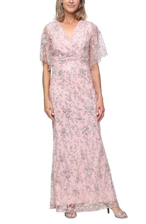 Beaded Surplice Neck Gown