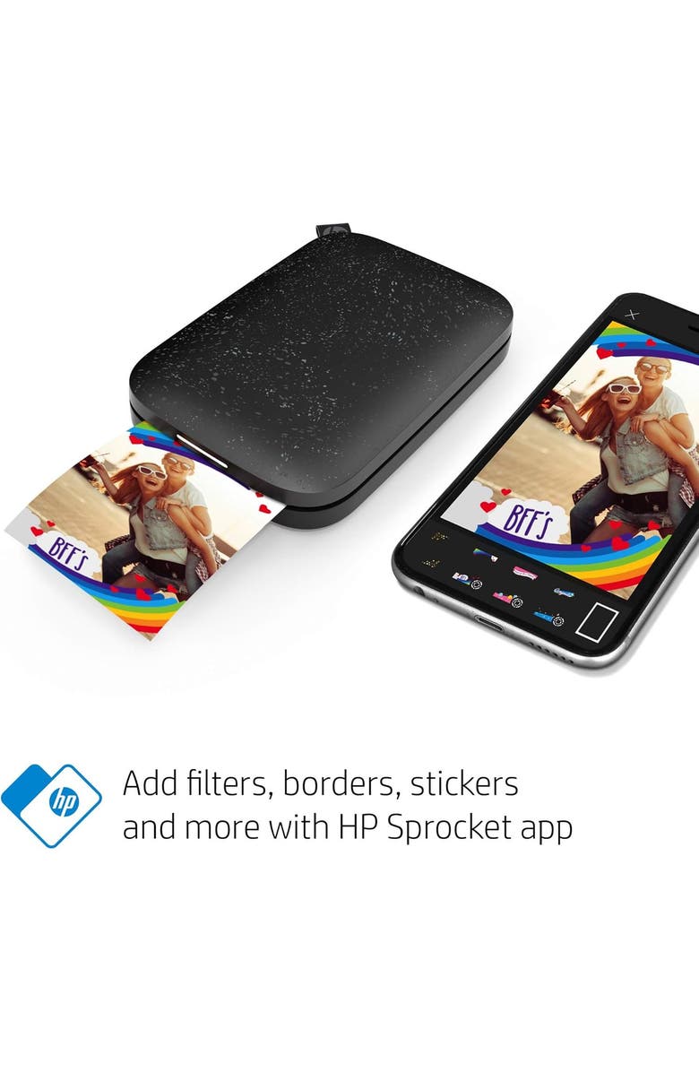 HP Sprocket 2x3" Photo Printer + Paper, Alternate, color, Black