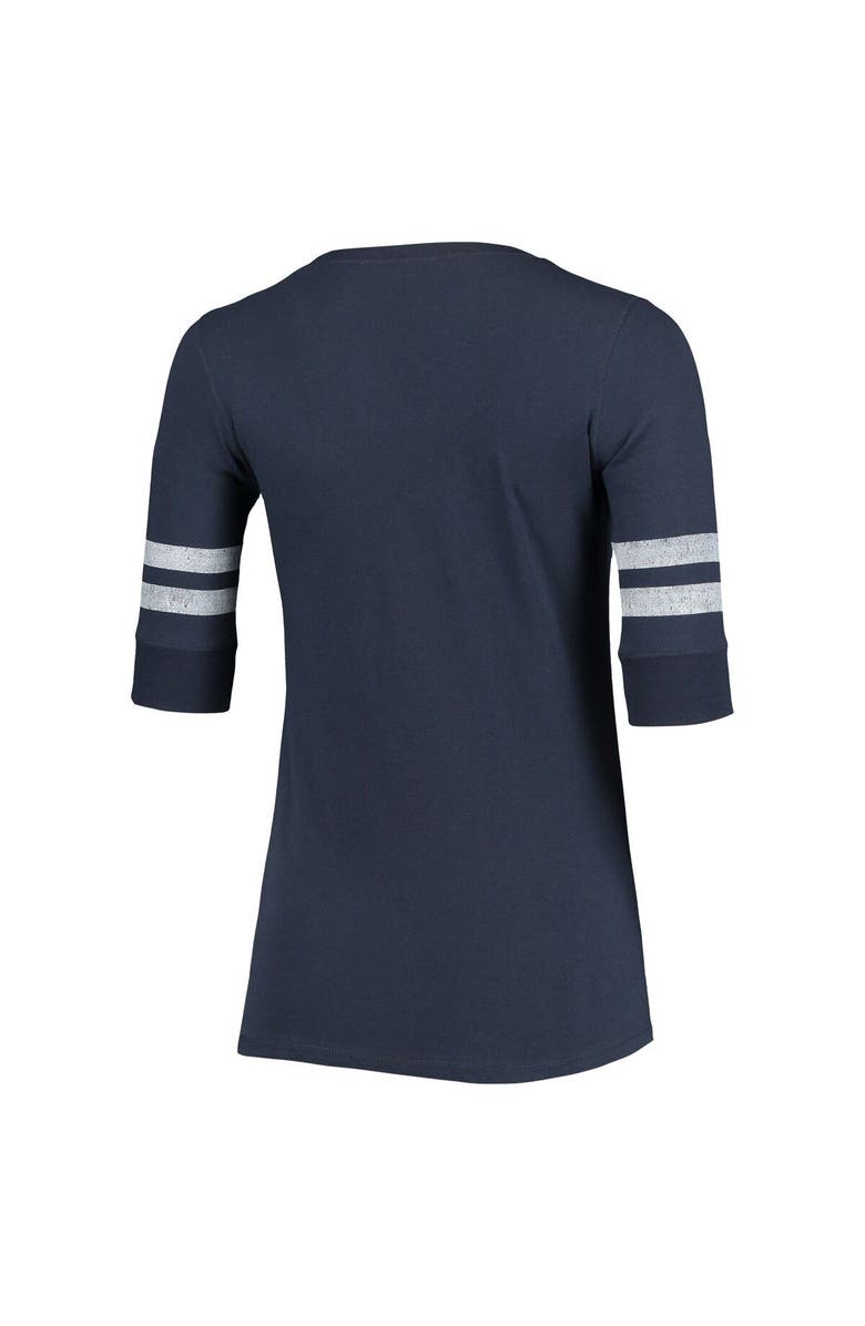 '47 Women's '47 Deep Sea Blue Seattle Kraken Flanker Stripes Half-Sleeve V-Neck T-Shirt, Alternate, color, 