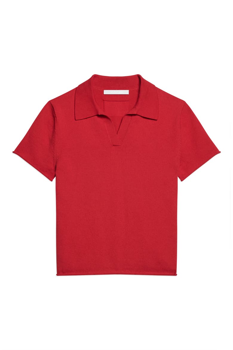 Shrunken Knit Polo, Alternate, color, RED