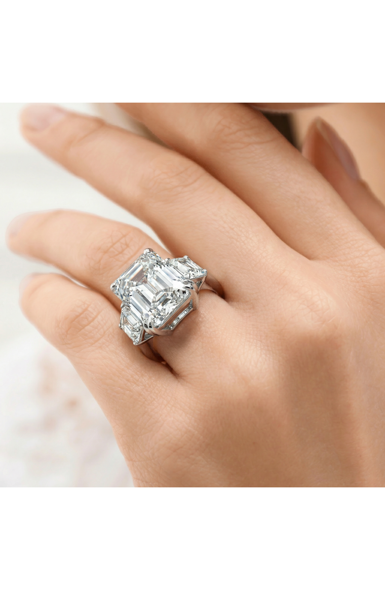 Bliss Diamond Certified 12Ct Emerald Cut Three Stone Diamond Engagement Ring Lab Grown, Alternate, color, 14K White Gold