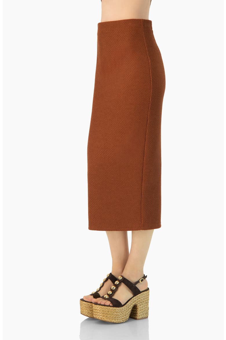 Textured Knit Midi Skirt with Back Slit, Alternate, color, Brown