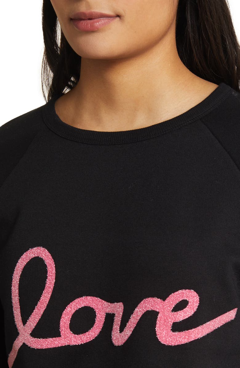 Caslon<sup>®</sup> Love Metallic Cotton Blend Graphic Sweatshirt, Alternate, color, 
