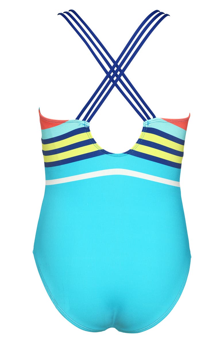 Hobie Kids' Sail Stripe One-Piece Swimsuit, Alternate, color, Blue Multi