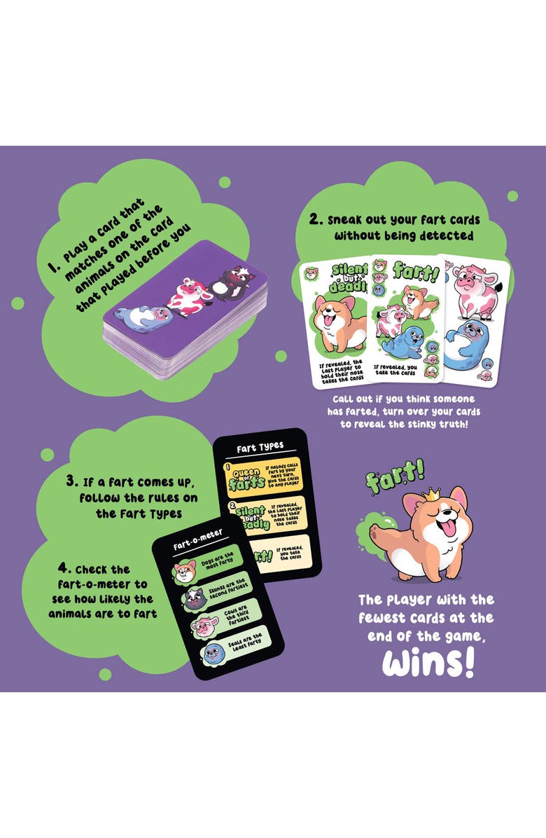 Professor Puzzle Queen Of Farts Flatulent Animal Card Game, Alternate, color,