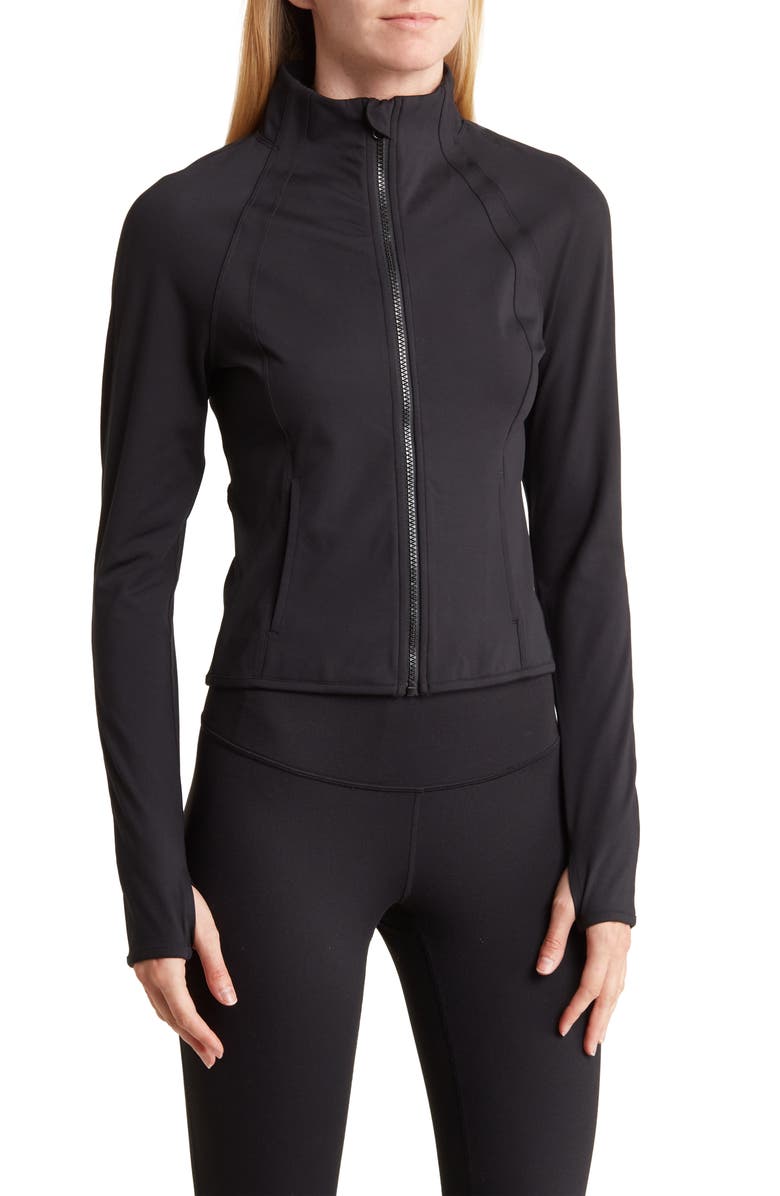 YOGALICIOUS Zip Front Flared Crop Jacket, Main, color, 