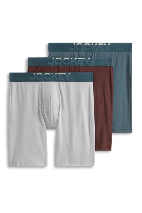 Men's Cotton Stretch 8" Long Leg Boxer Brief - 3 Pack