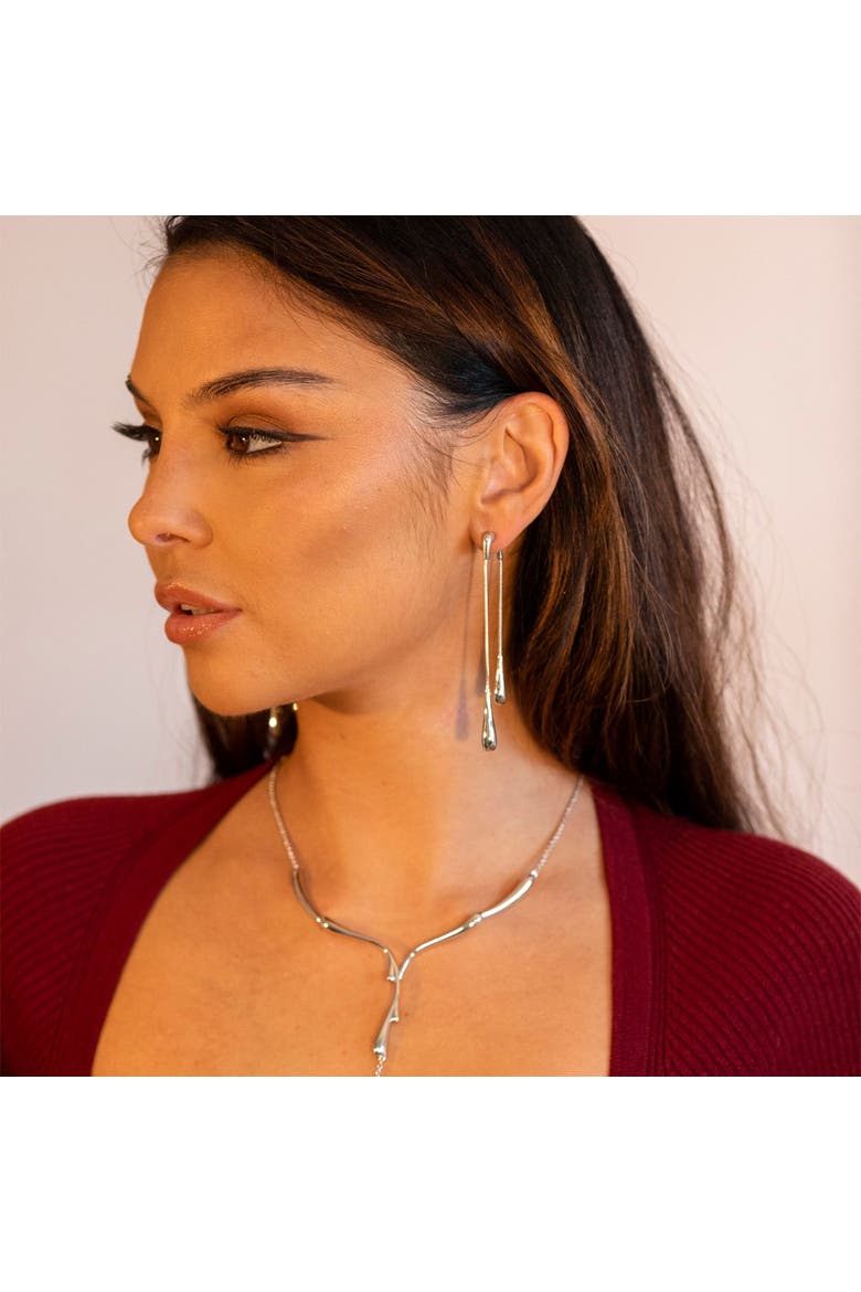 Double Drop Earrings Front and Back, Alternate, color, Sterling Silver