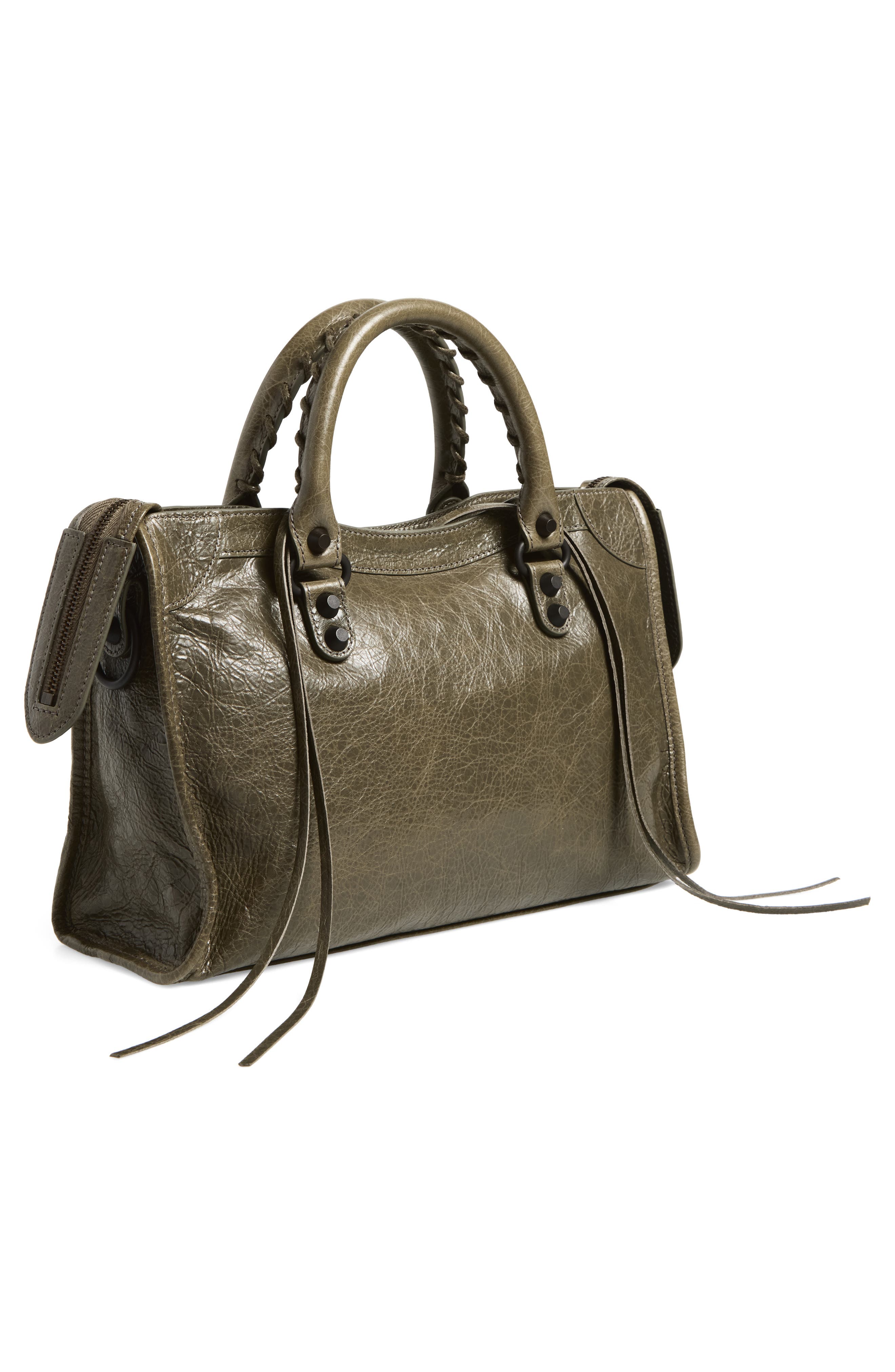 Small Le City Arena Leather Top Handle Bag, Alternate, color, 3258 ARMY GREEN