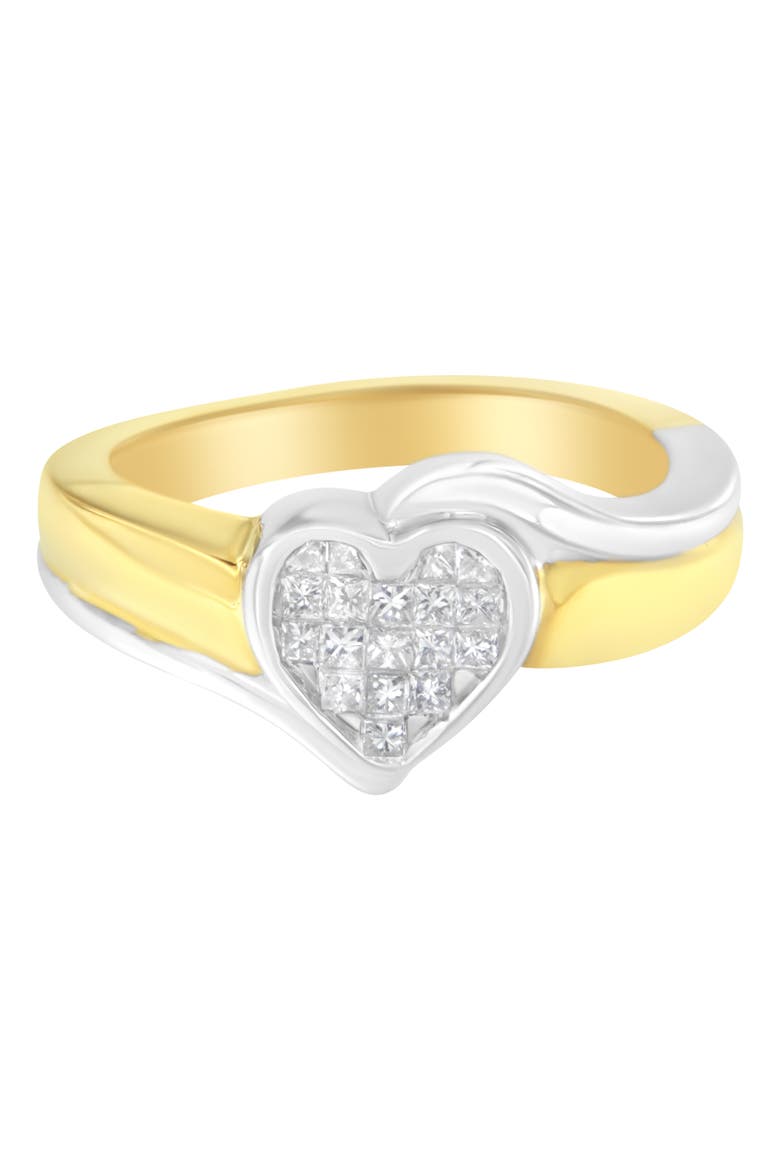 14K Gold 1/4 Cttw Princess-Cut Diamond Heart Promise Ring, Alternate, color, Yellow