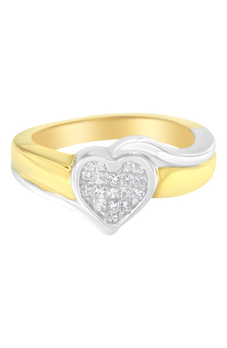 Haus of Brilliance 14K Gold 1/4 Cttw Princess-Cut Diamond Heart Promise Ring, Alternate, color, Yellow