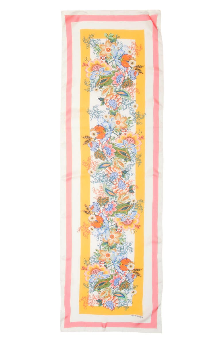 Etro Floral Print Silk Scarf, Main, color, 