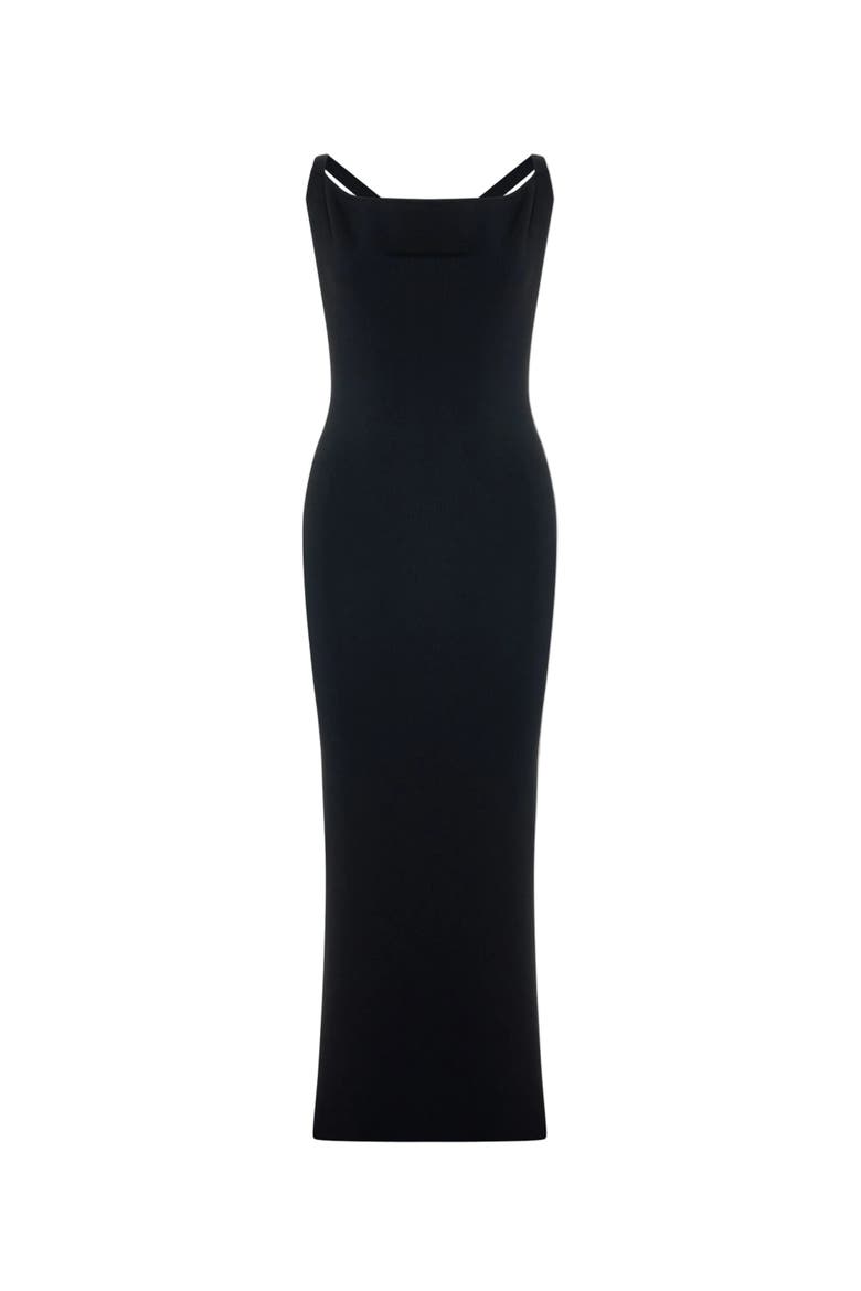 Daydreamers Cross Back Knit Maxi Dress, Main, color, BLACK
