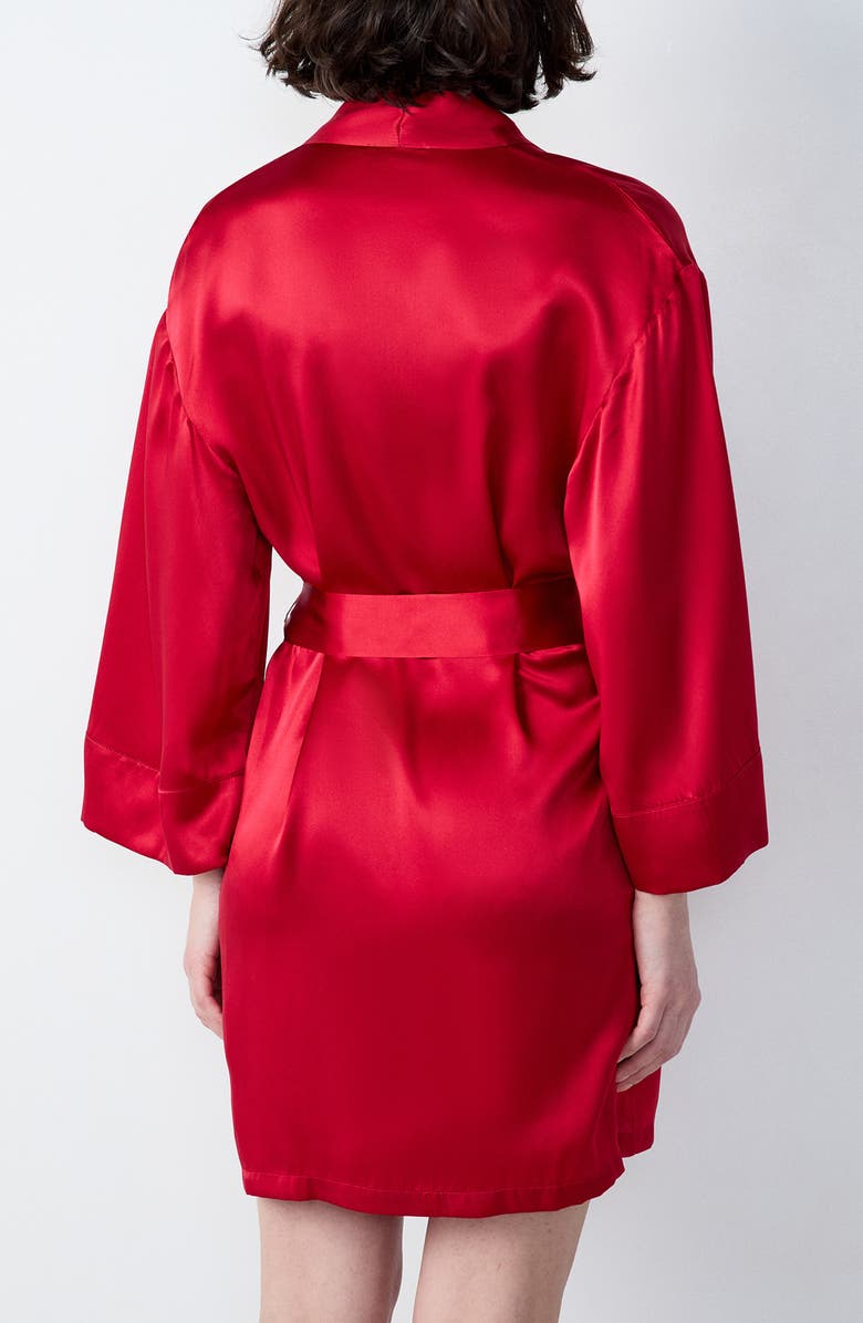 Etam Pearly Deshabille Silk Robe, Alternate, color, Cardinal