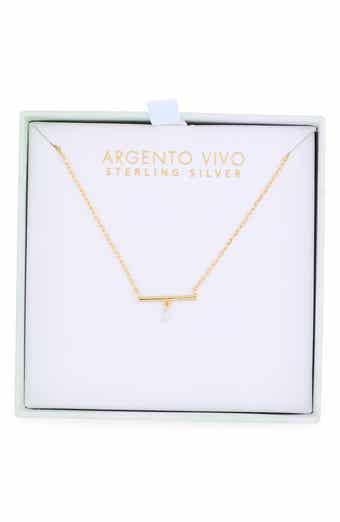 Argento Vivo Sterling Silver CZ Bar Pendant Necklace