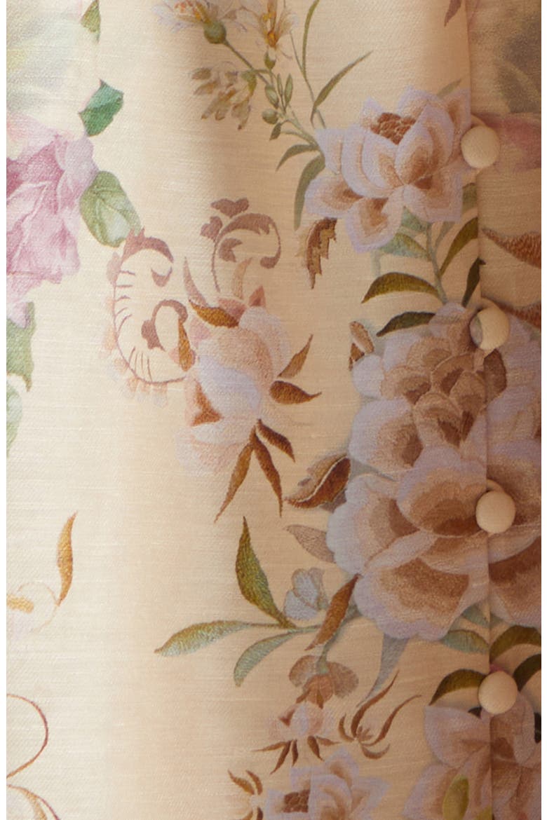Corset Linen & Silk Twill Fit & Flare Dress, Alternate, color, ADORNED IN ARANJUEZ